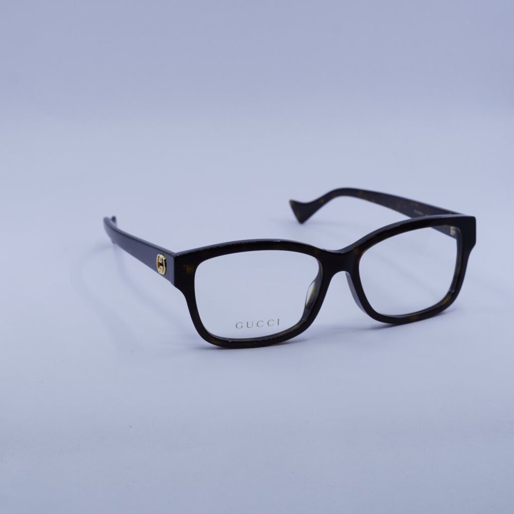 Gucci GG1259OA 002 Eyeglasses Dark Havana 55mm Rectangle Frame